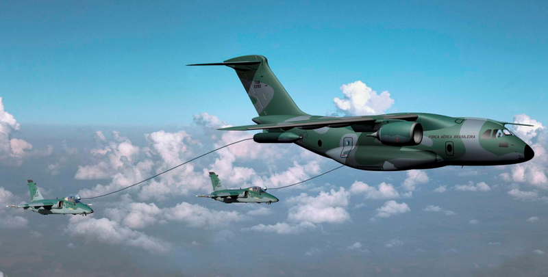 Illustration for article titled El avión militar brasileño Embraer KC-390 vuela por primera vez